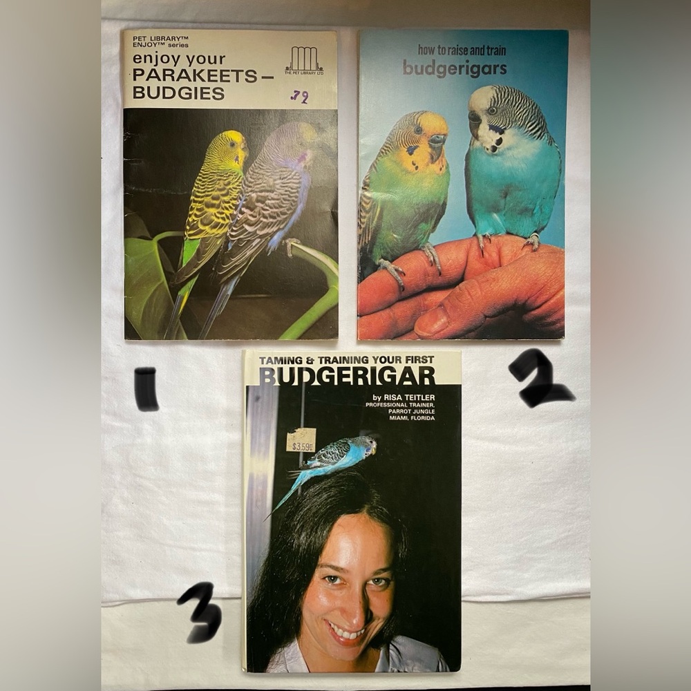 3 books on raising / taming / training Budgerigar / Parakeet birds